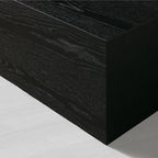 Sullivan Rechteckiger Couchtisch mit massiven Eichenfurnieren und schwarzem Sockel für das Wohnzimmer, Mittel-Teetisch, Cocktailtisch