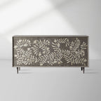 Divya Oak Wood Buffet Sideboard Hand-Inlaid Bone Luxury Entryways Cabinet