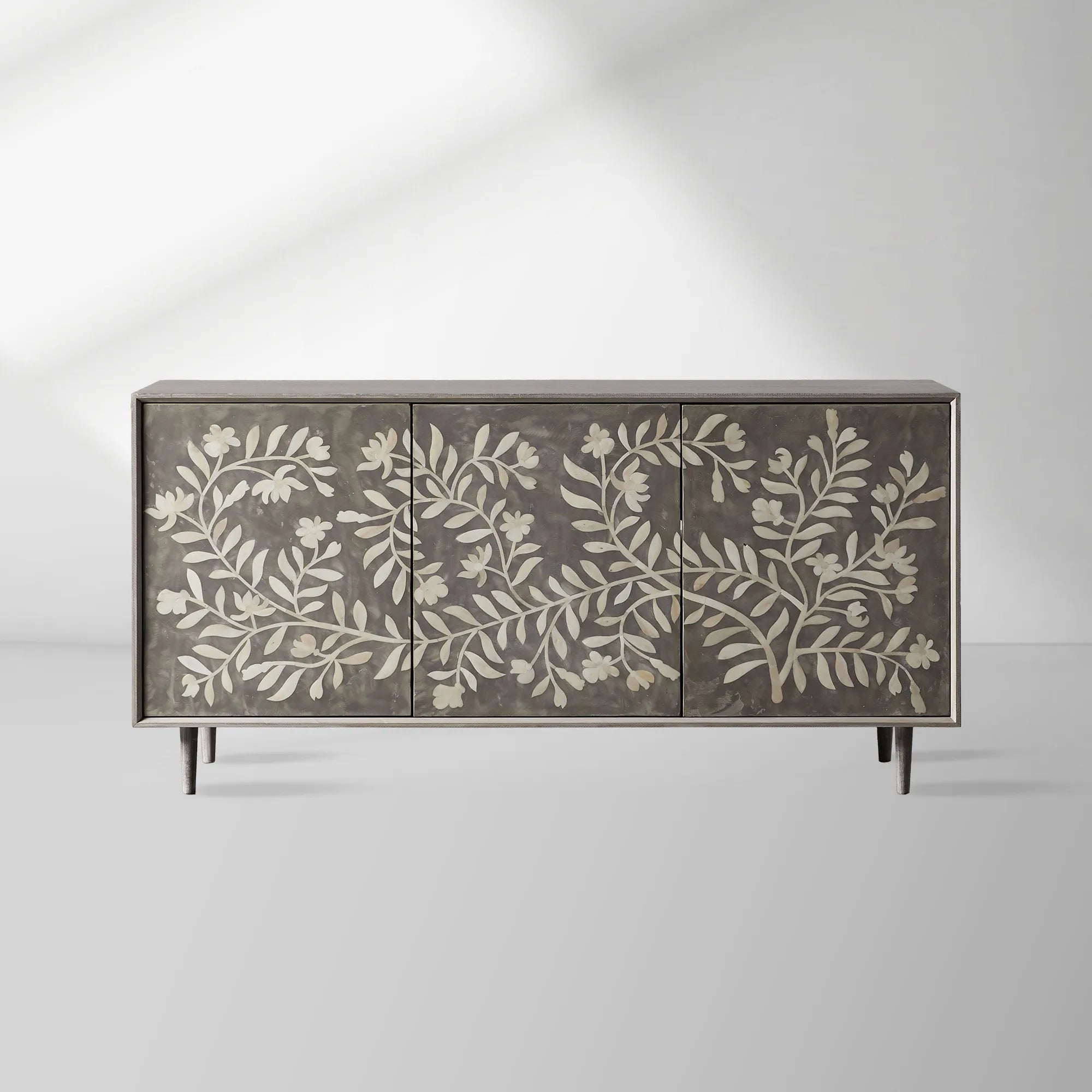 Divya Oak Wood Buffet Sideboard Hand-Inlaid Bone Luxury Entryways Cabinet