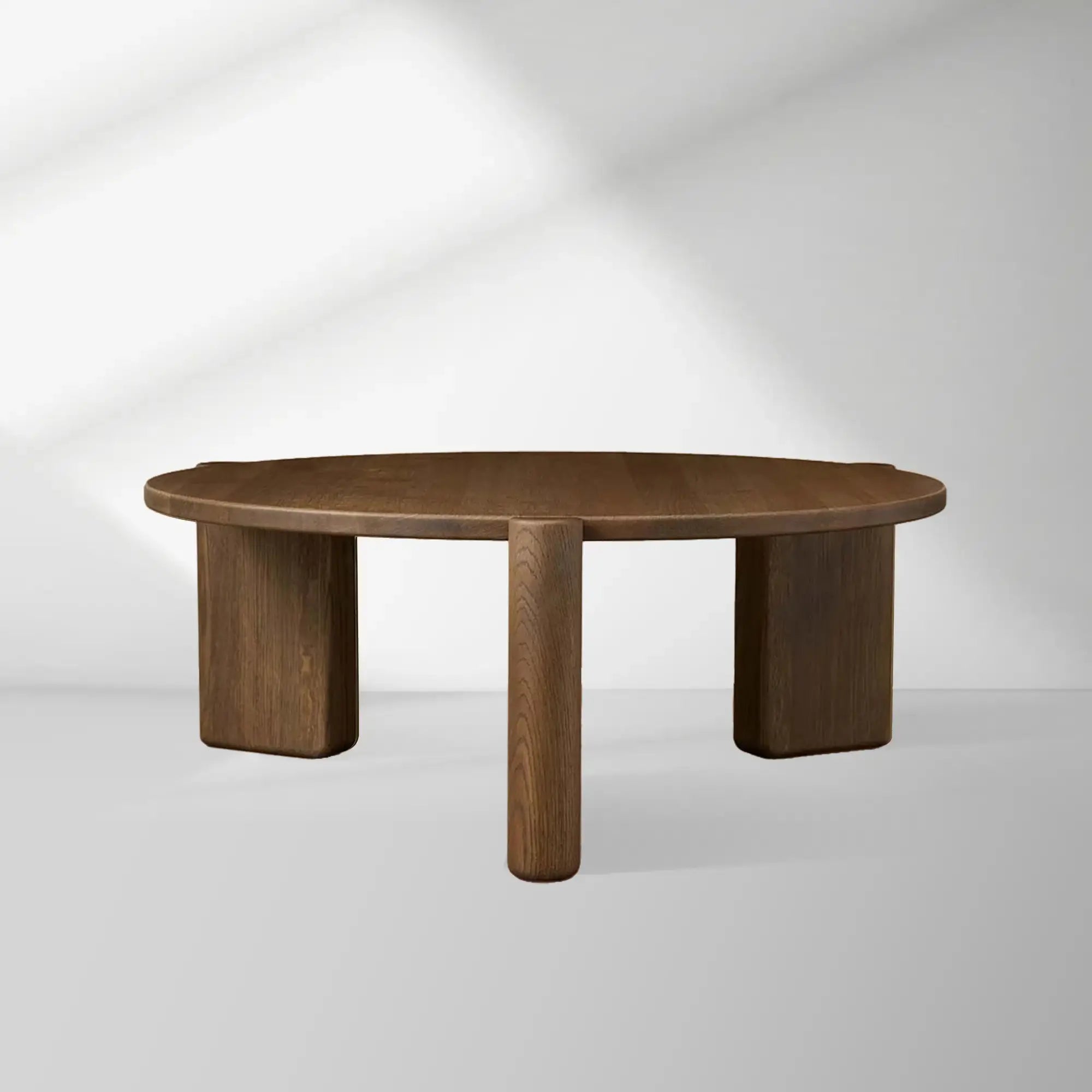 Lonelle Round Versatile Coffee Table with Solid Oak Wood Column-Style Legs Nesting Center Tea Table Cocktail Table