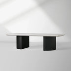 Saint Germain Mix & Match Coffee Table with Marble Top Oak Wood Dauphine Base Cocktail Table Living Room Stone Top Center Tea Table