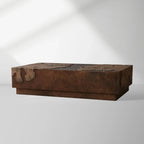 Table basse Obra Salvaged Burl avec bois de broussin Milpa et base en acier, table de centre de salon, table de cocktail