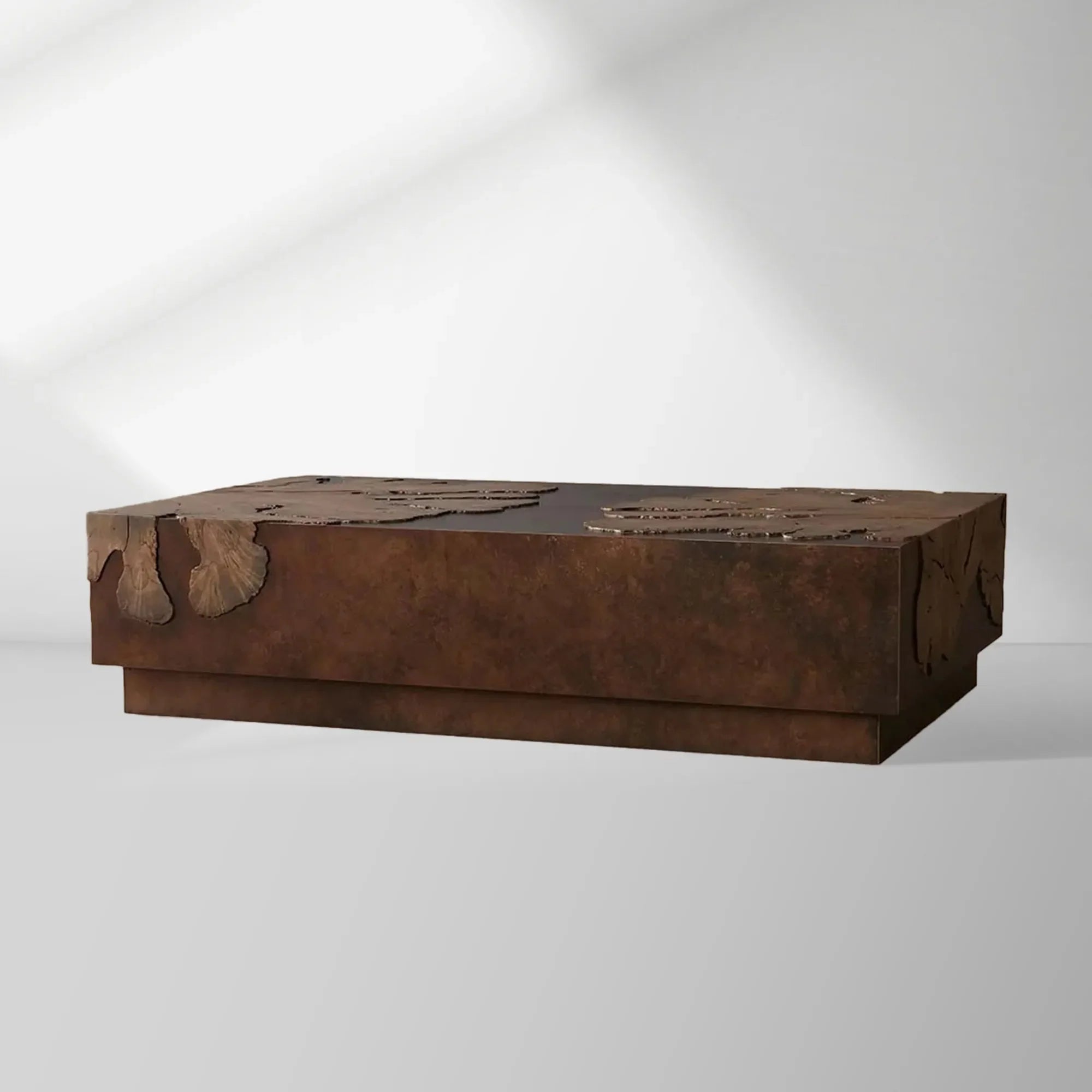 Table basse Obra Salvaged Burl avec bois de broussin Milpa et base en acier, table de centre de salon, table de cocktail