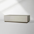 Malone Rectangular Leather Coffee Table with Leather Top & Steel Base Modern Living Room Center Tea Table Cocktail Table