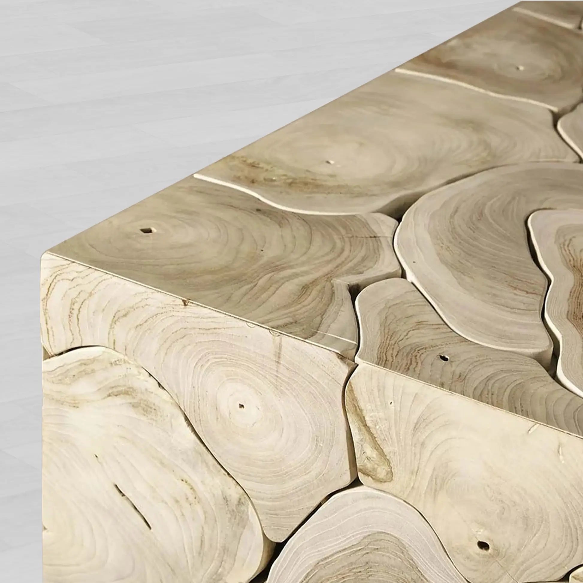 Kalmar Square Coffee Table with Natural Teak Wood Living Room Center Tea Table Cocktail Table Unique Style