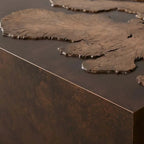 Table basse Obra Salvaged Burl avec bois de broussin Milpa et base en acier, table de centre de salon, table de cocktail