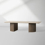 Saint Germain Mix & Match Coffee Table with Marble Top Oak Wood Dauphine Base Cocktail Table Living Room Stone Top Center Tea Table