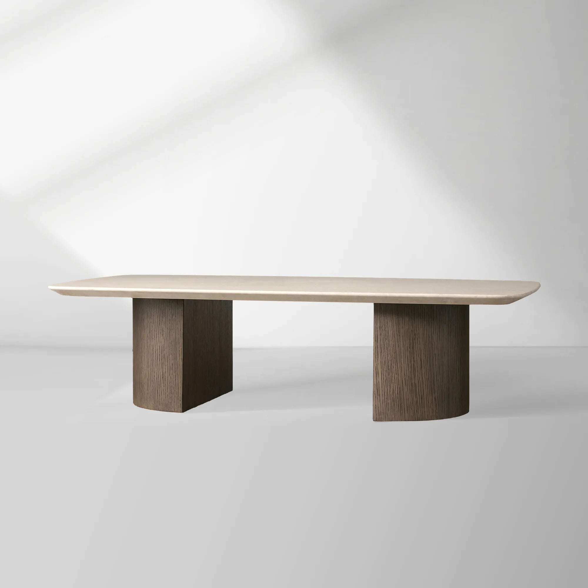Saint Germain Mix & Match Coffee Table with Marble Top Oak Wood Dauphine Base Cocktail Table Living Room Stone Top Center Tea Table