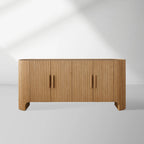 Astor Inset Marble Stone Top Buffe Sideboard Wood Media TV Cabinet Quiet Luxury Entryways Cabine