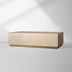 Malone Rectangular Leather Coffee Table with Leather Top & Steel Base Modern Living Room Center Tea Table Cocktail Table
