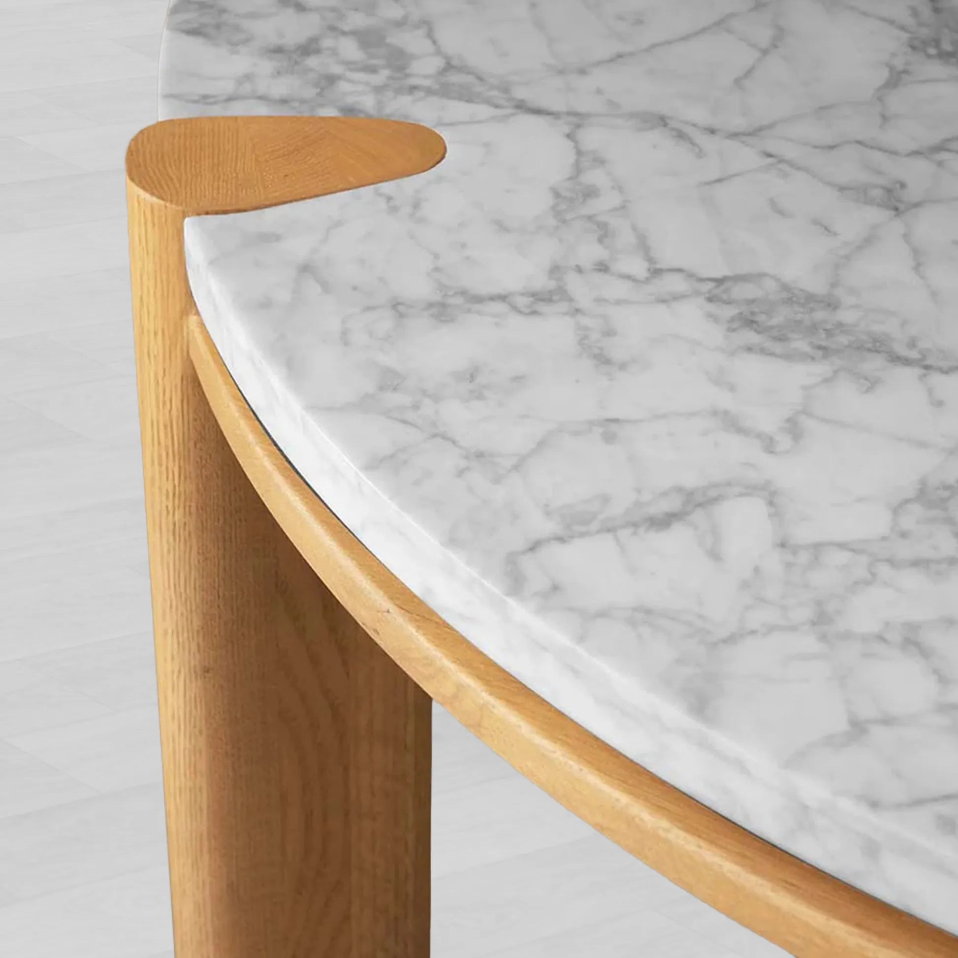 Pyet Round Marble Top Coffee Table Marble Top & Oak Wood Base Cocktail Table Living Room Center Tea Table