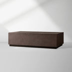 Malone Rectangular Leather Coffee Table with Leather Top & Steel Base Modern Living Room Center Tea Table Cocktail Table