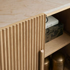 Astor Inset Marble Stone Top Buffe Sideboard Wood Media TV Cabinet Quiet Luxury Entryways Cabine