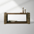 Alvaro Primavera Wood Entryway Console Table Oxidized Aluminum Modern Wabi-Sabi Style Hallway Entrance Table