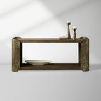 Alvaro Primavera Wood Entryway Console Table Oxidized Aluminum Modern Wabi-Sabi Style Hallway Entrance Table