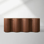 Cortina Wood Buffet Sideboard Boat-Shaped Top Entryways Media TV Cabinet with Waved Base