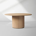 Caden Round Dining Table with Wooden Top Sculptural Base & Antiqued Metal Plinth