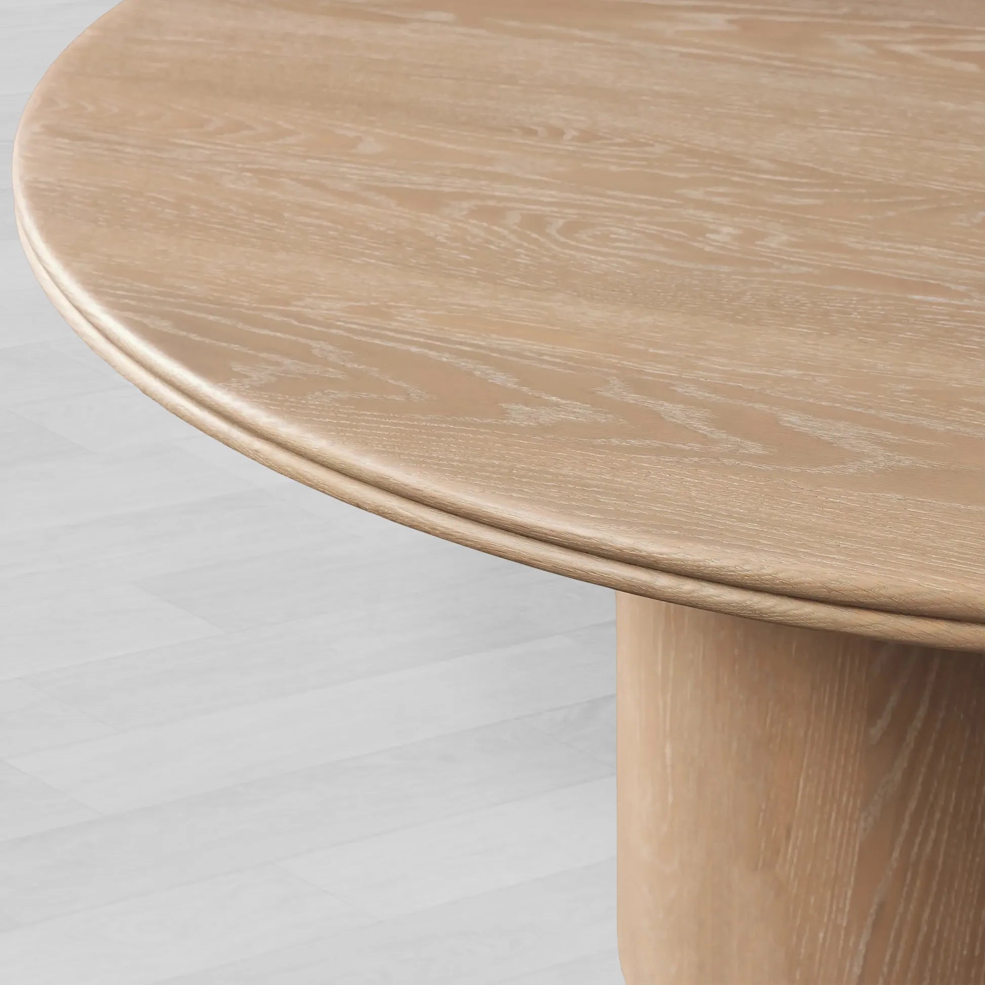 Caden Round Dining Table with Wooden Top Sculptural Base & Antiqued Metal Plinth