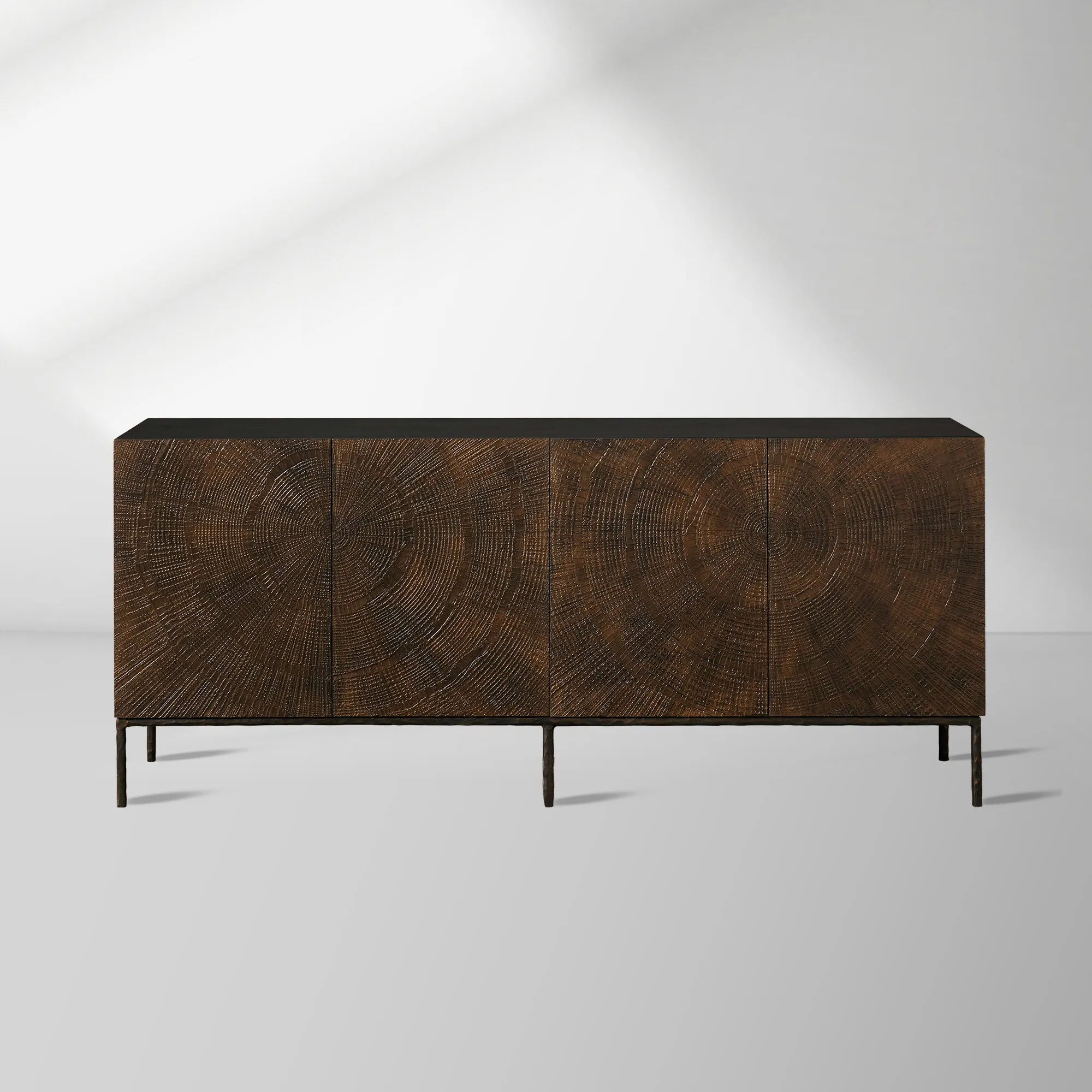Theota Sunburst Pattern Buffet Sideboard Teak Wood Rustic Entryways Cabinet