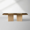 Marea Guanacaste Wood Rectangle Dining Table in Oxidized Aluminum with Guanacaste Wood Veneers