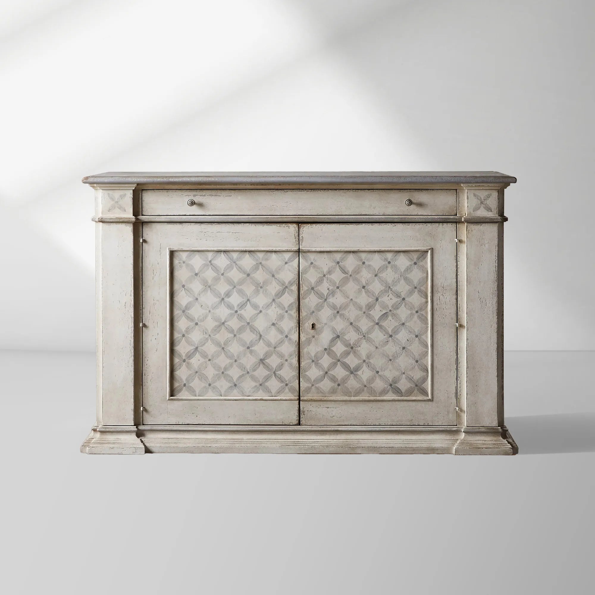 Messina Margherita Bell'Arte Buffet Sideboard Wood Antique White finish Entryways Cabinet