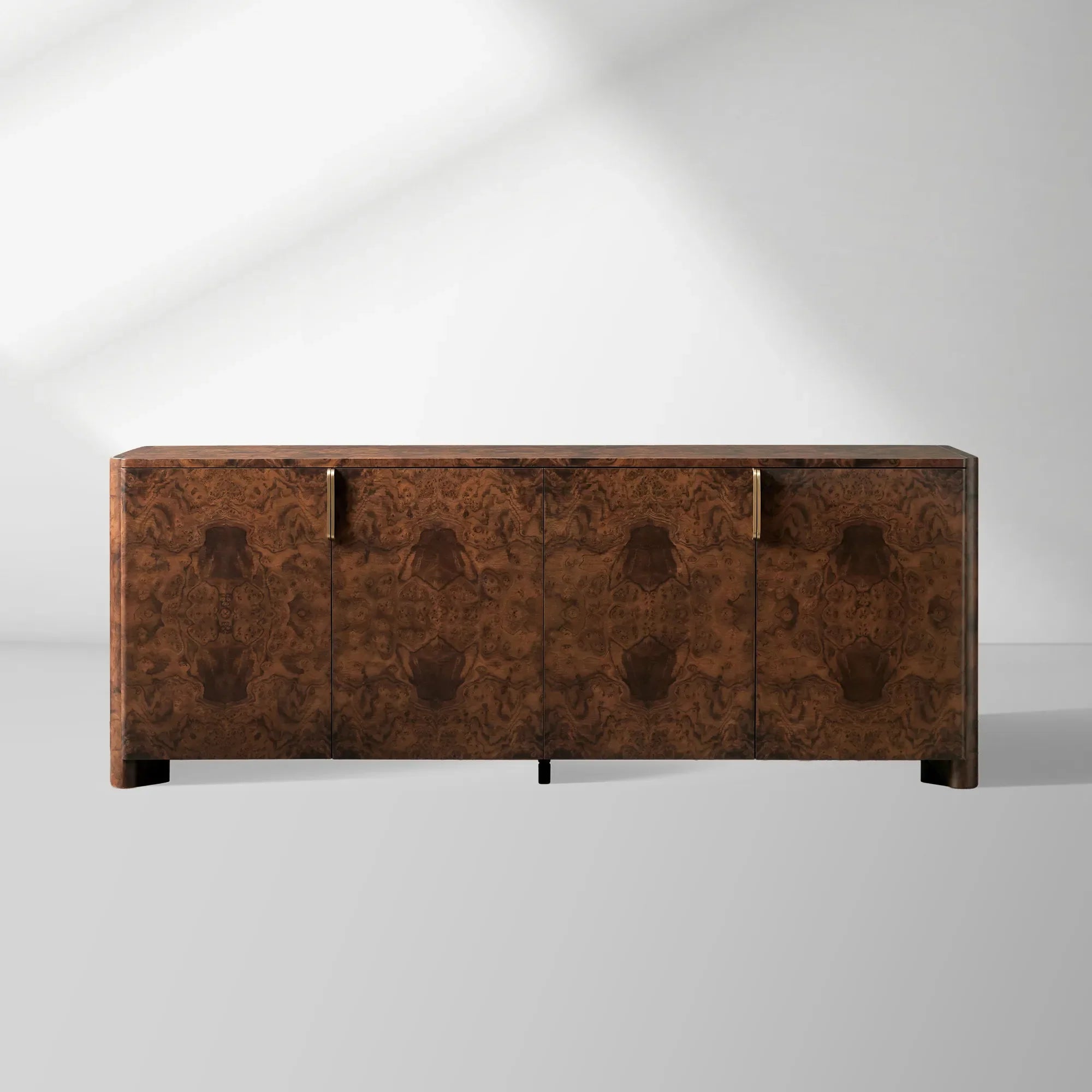 Morley Walnut Burl Buffet Sideboard Living Media TV Cabinet Wood Entryways Cabinet