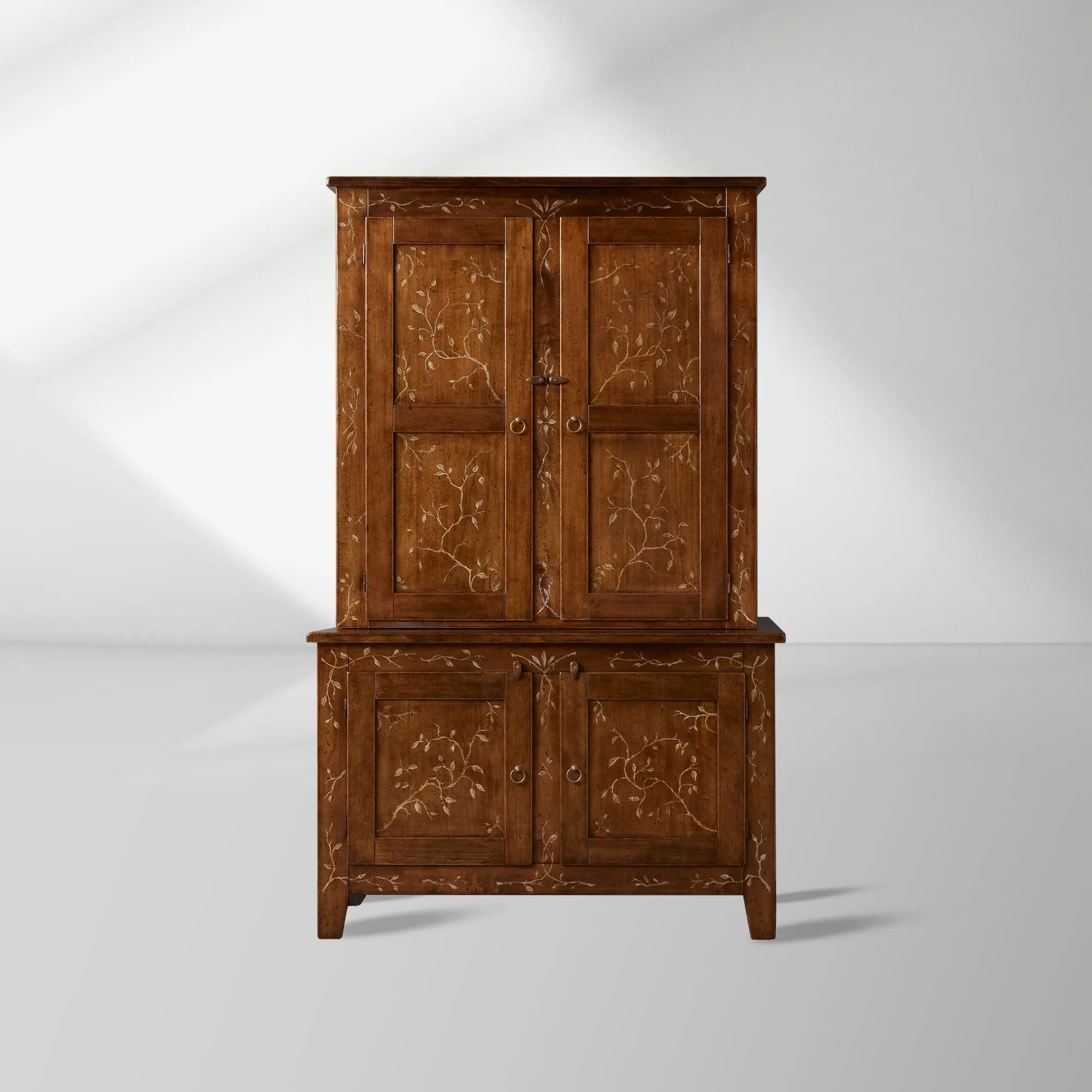 Meuble de cuisine Stefania en bois de peuplier, buffet Canaletto à motif floral, armoire haute pour salon et entrée