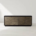 Helios Mid-Century Glamour Buffet Sideboard Four Pull-to-open Doors Media TV Cabinet Wood Entryways Cabinet