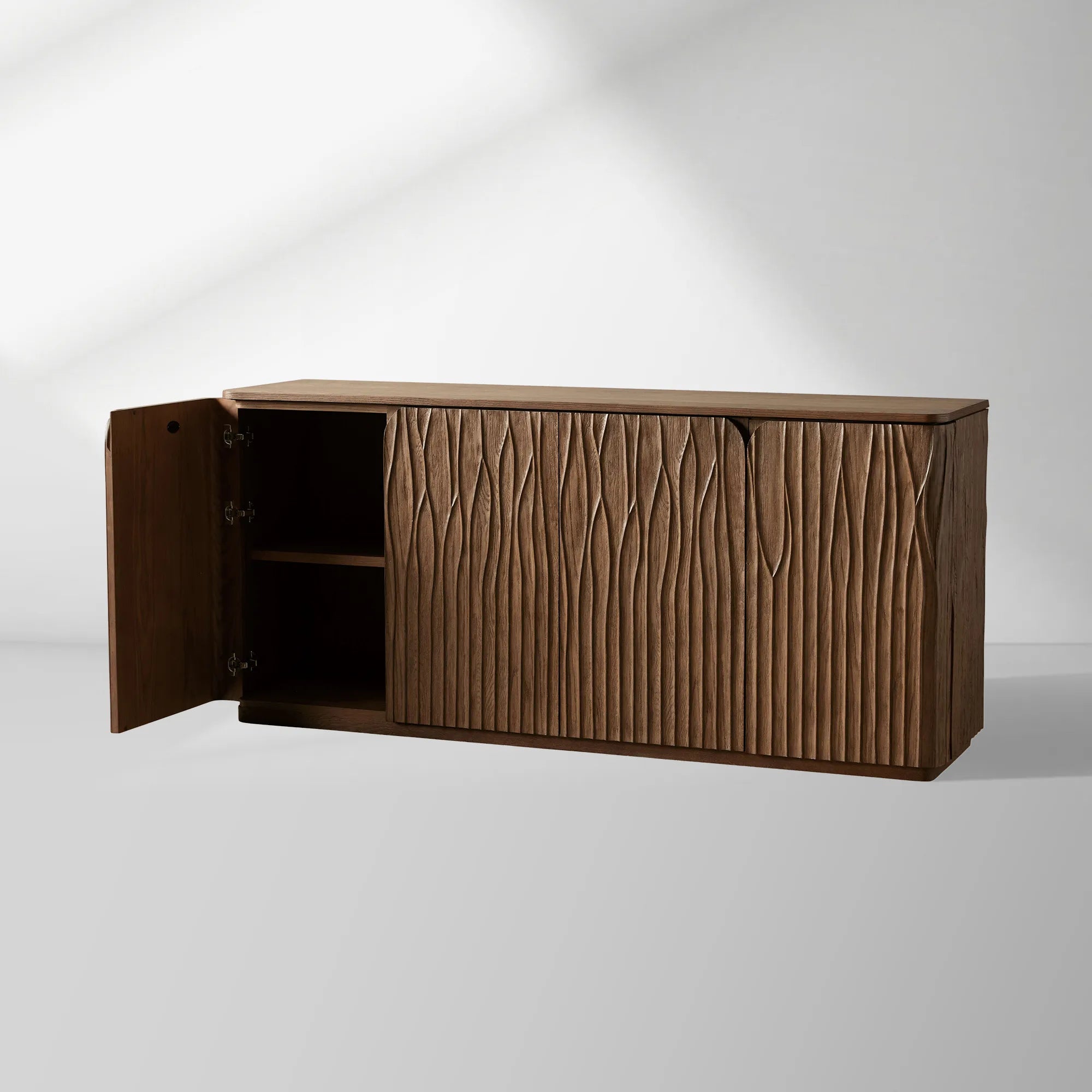 Norris Modern Buffet Sideboard Wood Entryways Cabinet with Fiberglass Base