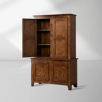 Meuble de cuisine Stefania en bois de peuplier, buffet Canaletto à motif floral, armoire haute pour salon et entrée