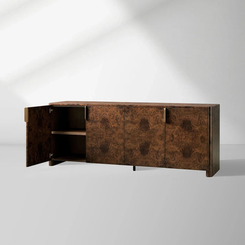 Morley Walnut Burl Buffet Sideboard Living Media TV Cabinet Wood Entryways Cabinet