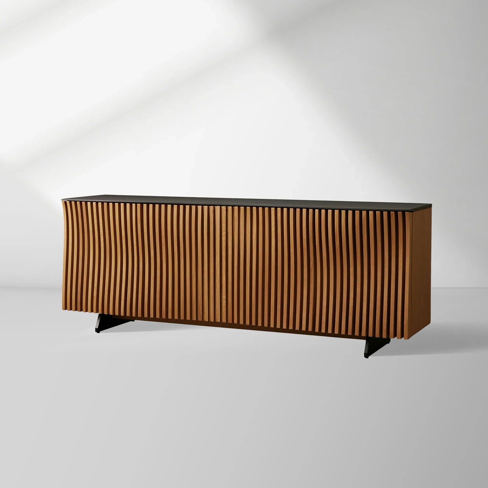 Sorin Reeded Design Buffet Sideboard Wood Entryways Cabinet Media TV Cabinet