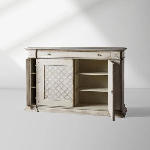 Messina Margherita Bell'Arte Buffet Sideboard Wood Antique White finish Entryways Cabinet