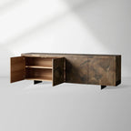 Polanco Ash Wood Buffet Sideboard Living Media TV Cabinet Mosaic-like Entryways Cabinet