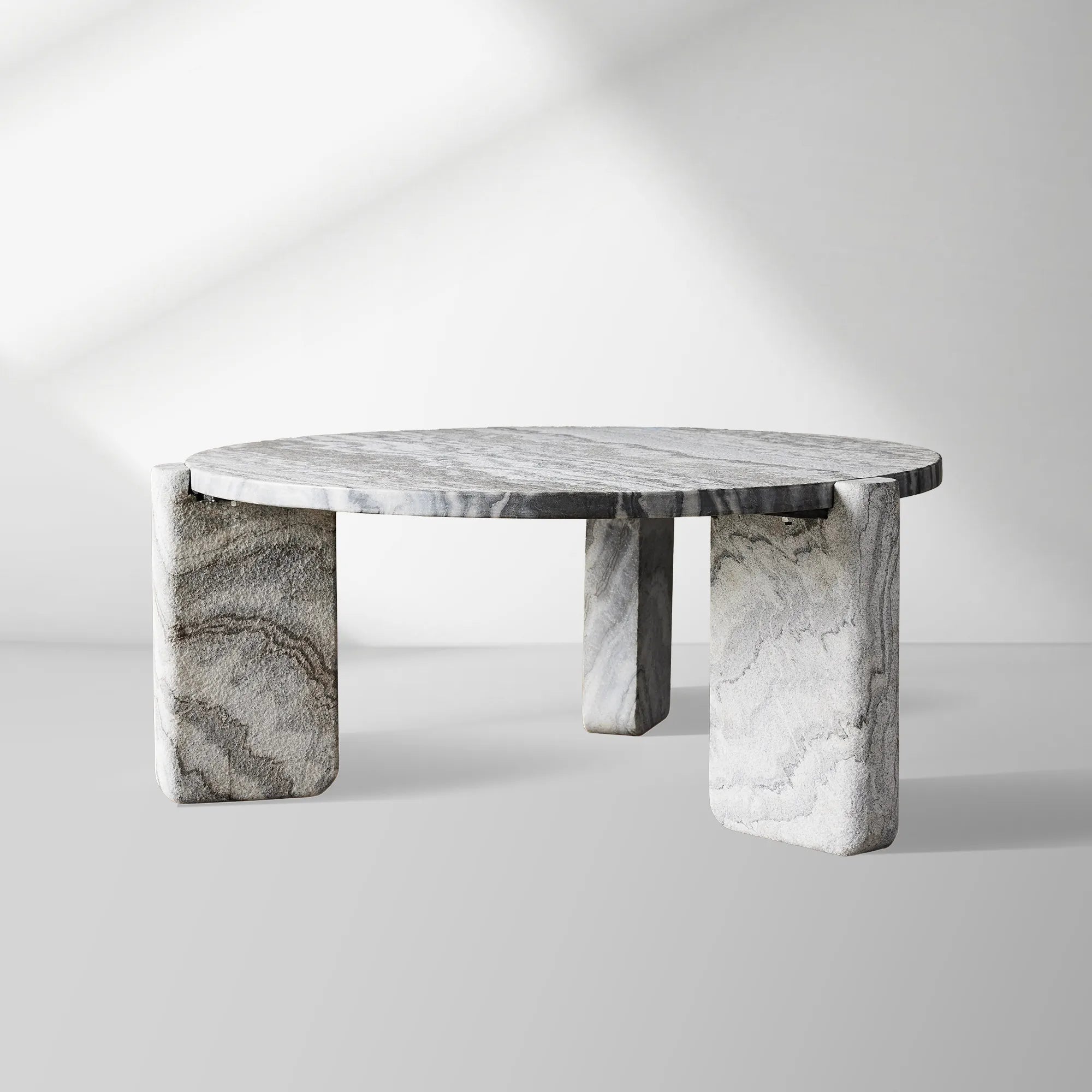 Lonelle Round Coffee Table with Solid Natural Stone Living Room Center Tea Table Modern Style