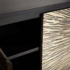 Helios Mid-Century Glamour Buffet Sideboard Four Pull-to-open Doors Media TV Cabinet Wood Entryways Cabinet
