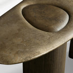 Sucurro Konsole aus gespaltenem Primavera-Holz, Eingangstisch mit oxidierter Aluminiumplatte, moderner Minimalismus-Stil, Flurtisch