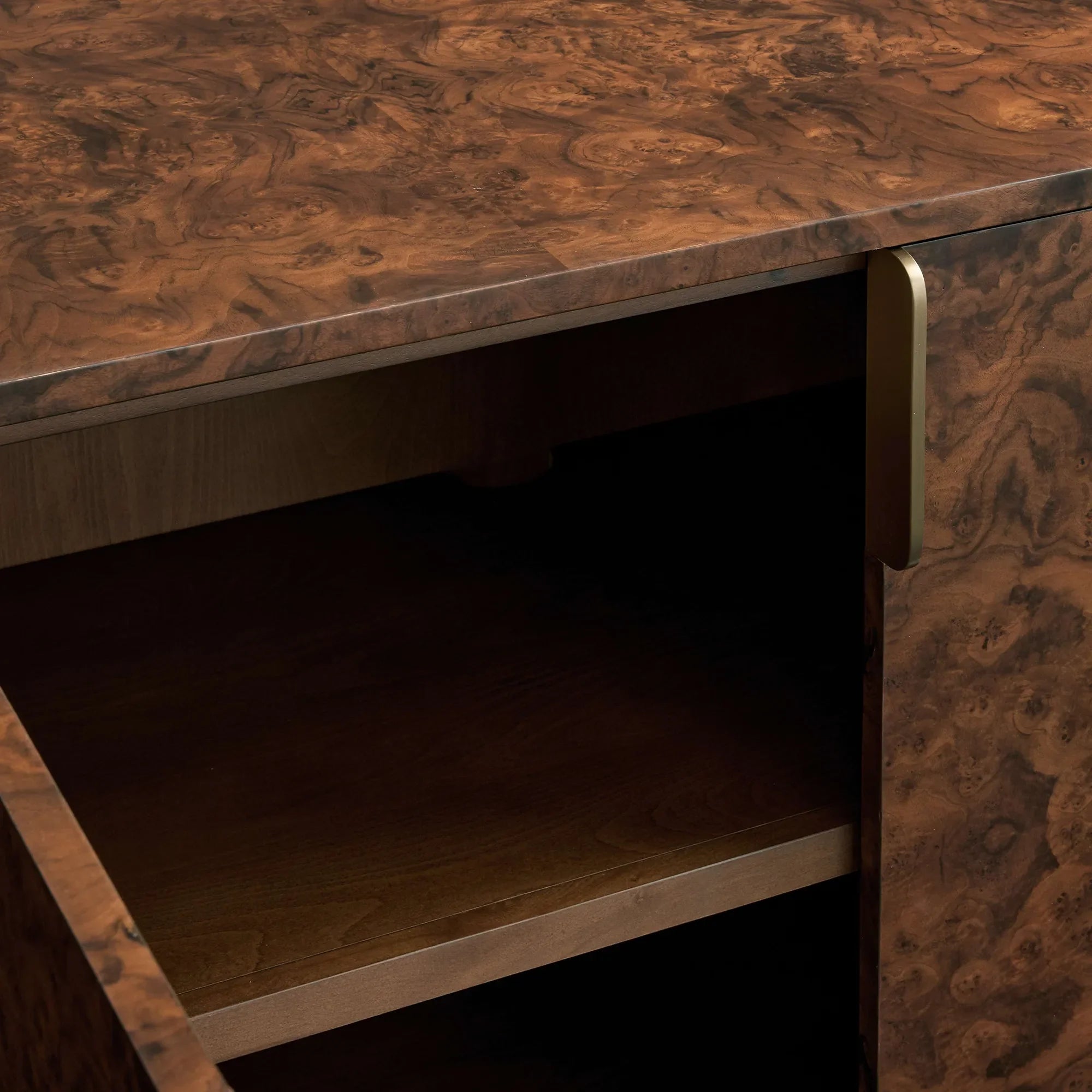 Morley Walnut Burl Buffet Sideboard Living Media TV Cabinet Wood Entryways Cabinet