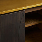 Neira Hand-applied Burned Finish Buffet Sideboard Luxury Wood Media TV Entryways Cabinet with Aged Brass Legs