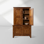 Meuble de cuisine Stefania en bois de peuplier, buffet Canaletto à motif floral, armoire haute pour salon et entrée