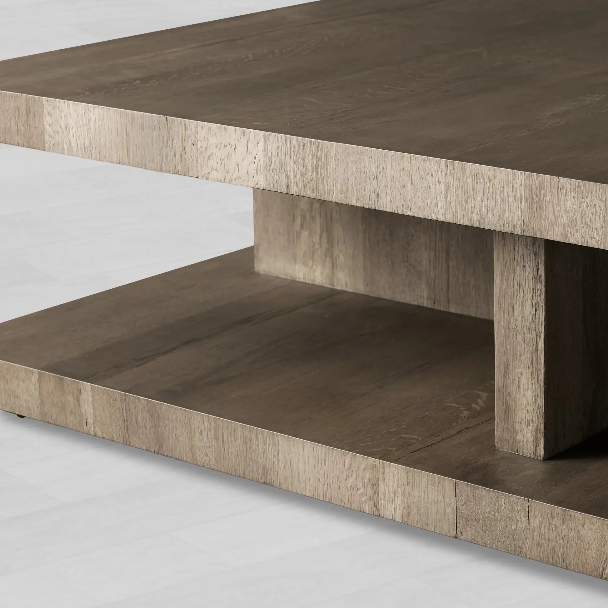 Leandro Wood Coffee Table with Reclaimed Solid Oak Wood Living Room Center Tea Table Timeworn Style