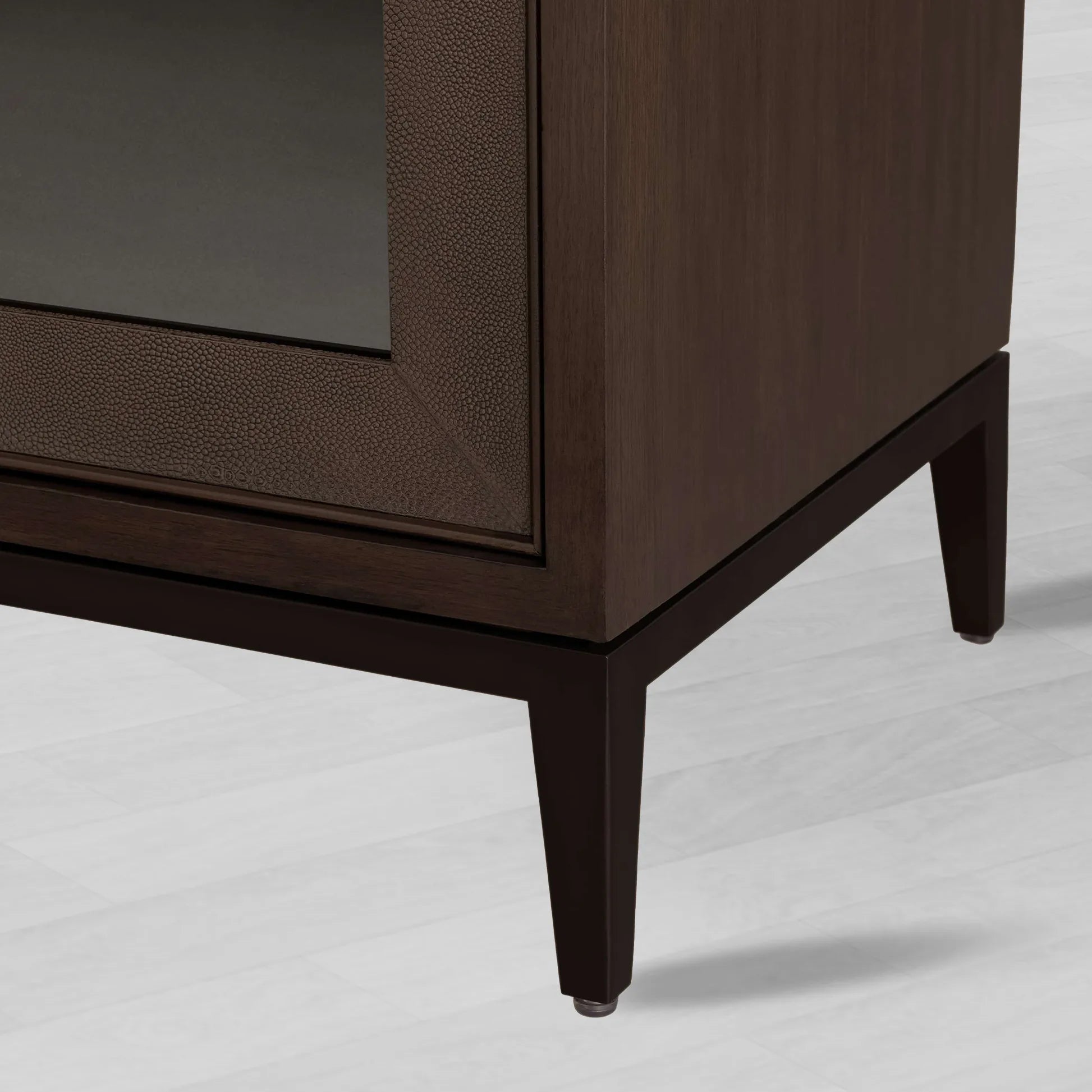 Malone Wood Buffet Sideboard leather Panels Entryways TV Cabinet with Tempered Glass Doors
