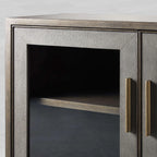 Malone Wood Buffet Sideboard leather Panels Entryways TV Cabinet with Tempered Glass Doors