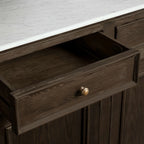 Kensington Pine Wood Buffet Sideboard Marble Top Entrance Storage Cabinet Media TV Cabinet