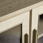 Malone Wood Buffet Sideboard leather Panels Entryways TV Cabinet with Tempered Glass Doors