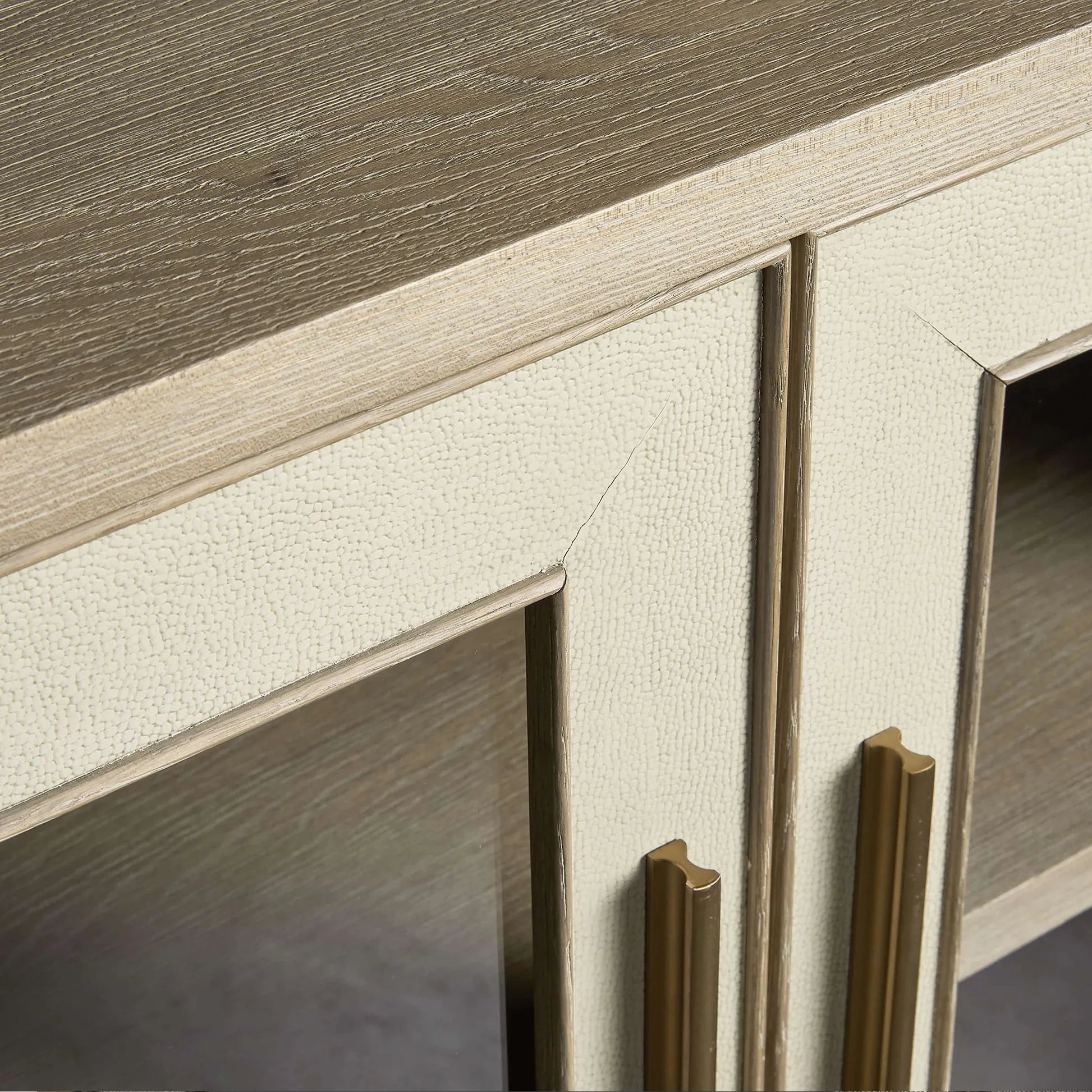 Malone Wood Buffet Sideboard leather Panels Entryways TV Cabinet with Tempered Glass Doors