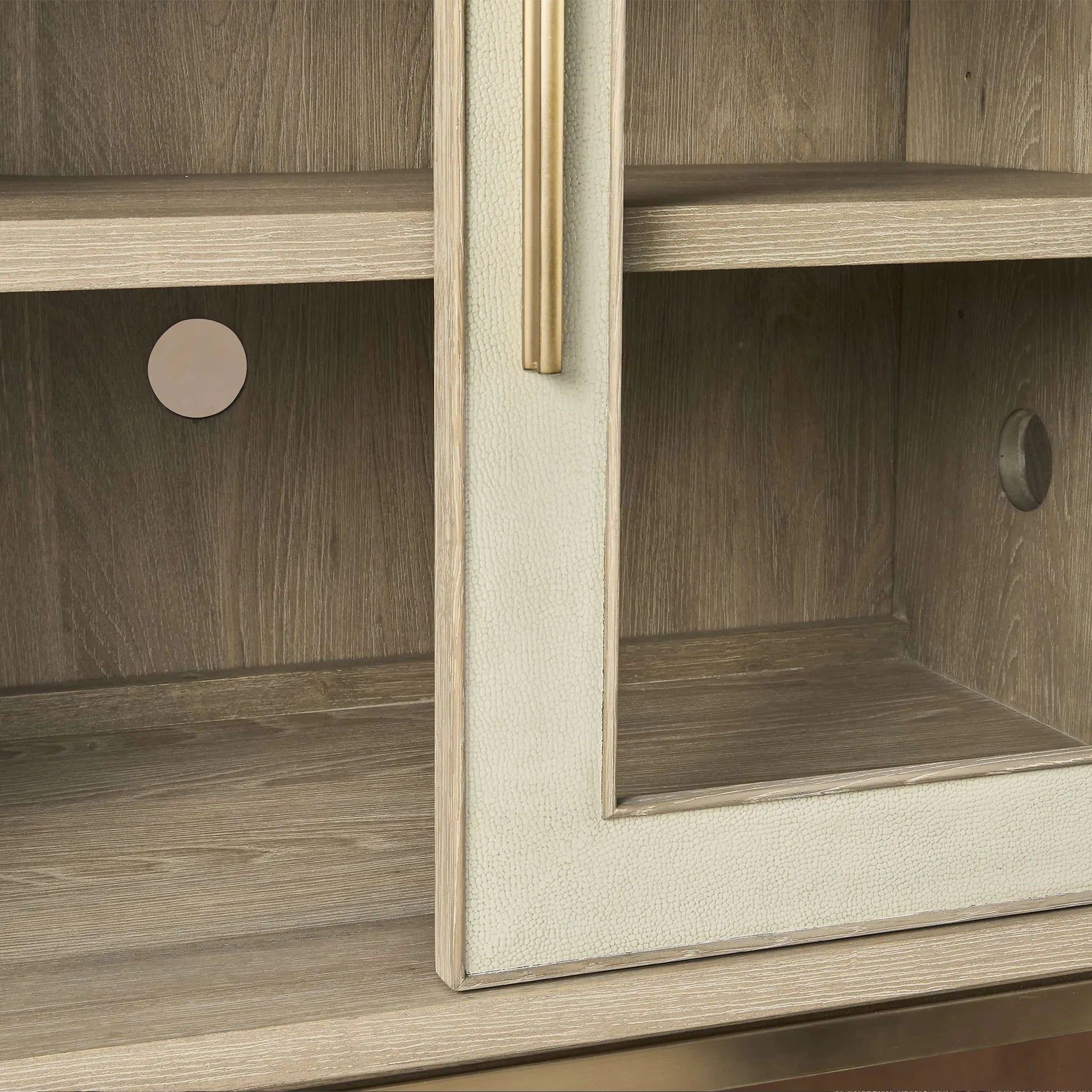 Malone Wood Buffet Sideboard leather Panels Entryways TV Cabinet with Tempered Glass Doors