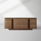 Buffet en bois moderne du milieu du siècle Ribbon, meuble de télévision, entrée, avec plinthe encastrée