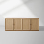 Nason Modular Four-Door Media TV Stand in Solid Oak Side Cabinet Television Storage Unit Wood Sideboard with Modern Minimalist Style