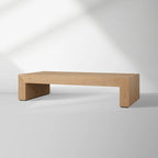 Sullivan Rectangle Waterfall Coffee Table with Solid Oak Wood  Center Tea Table Rural Style Cocktail Table